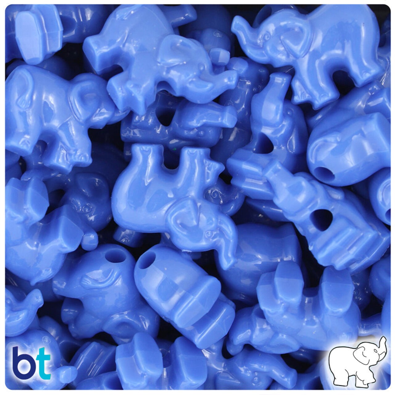 BeadTin Periwinkle Opaque 25mm Elephant Plastic Pony Beads (24pcs)